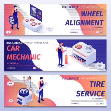 Tamir ve Lastik Montaj Servisi Için Afiş Seti