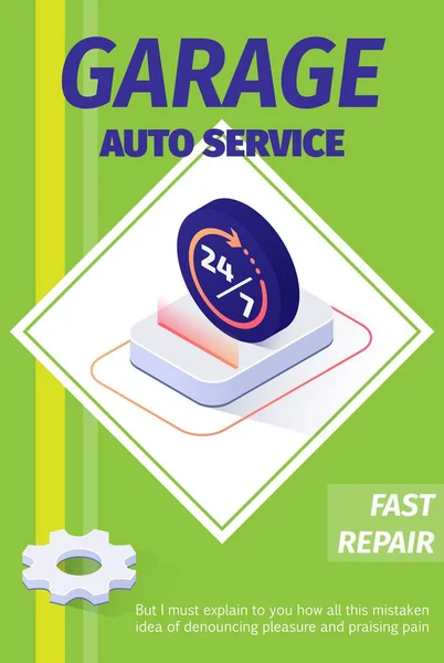 Garage Auto Service Offering Fast Repair Poster — Stock Vector