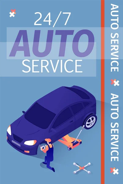 Media of afdrukbare advertentie voor auto service — Stockvector