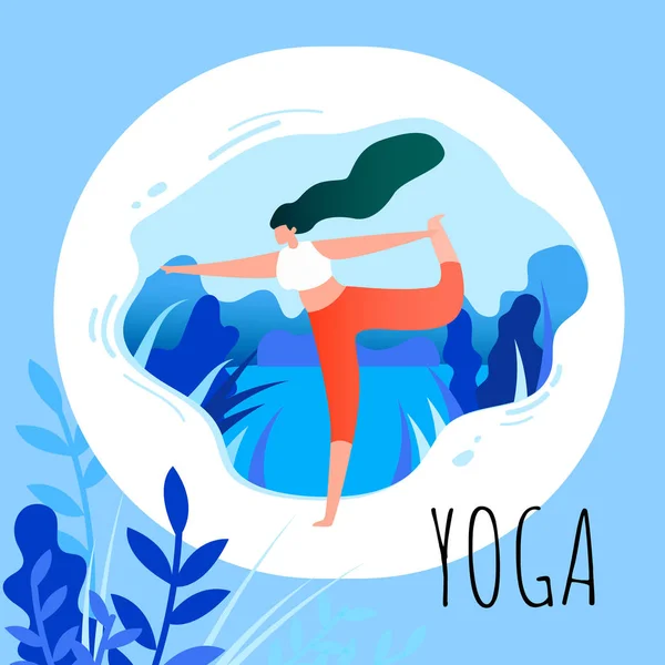 Femme de bande dessinée dans Asana Position Yoga Exercice — Image vectorielle