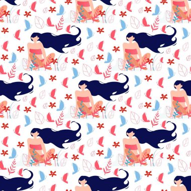 Doğa üzerinde Dinlenmiş Kadın ile Dikişsiz Desen