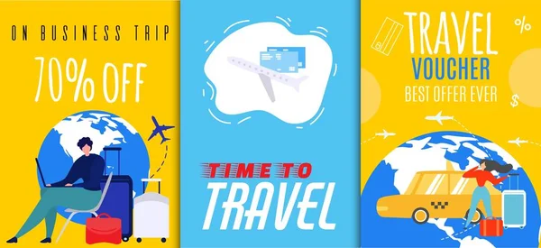 Ταξιδιωτικά κουπόνια και σετ Φέιγ βολάν πώλησης επαγγελματικών ταξιδιών — Διανυσματικό Αρχείο
