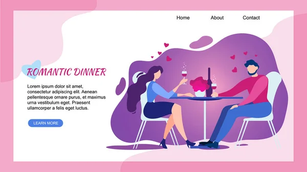 Romantisch diner in restaurant man vrouw Cheers — Stockvector