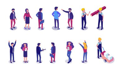 Düz Set İnsanlar Farklı Meslekler Isometric.