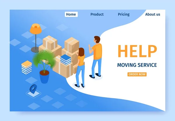 Banner Help Moving Service Vector Illustration. — Stock Vector