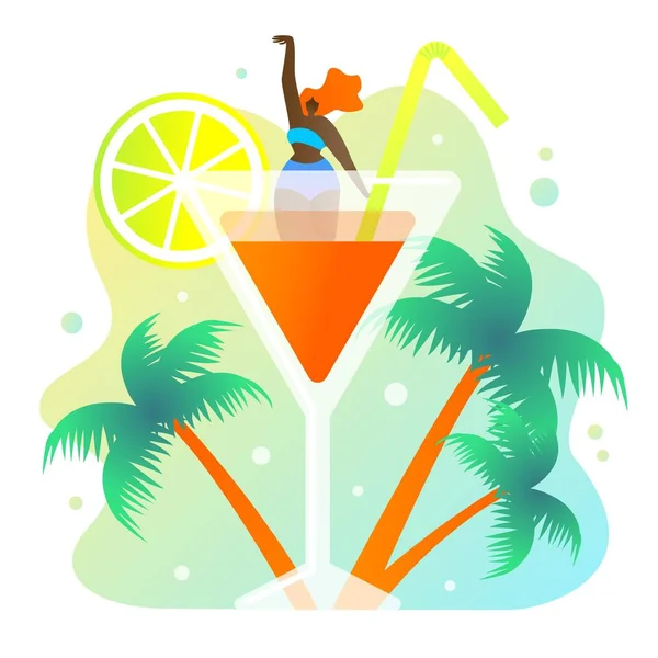 Flat Cocktail Party Flyer Vector Illustration.