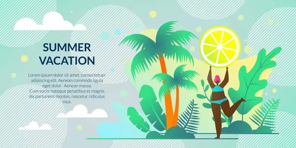 Vízszintes poszter nyári vakáció, betűk. — Stock Vector