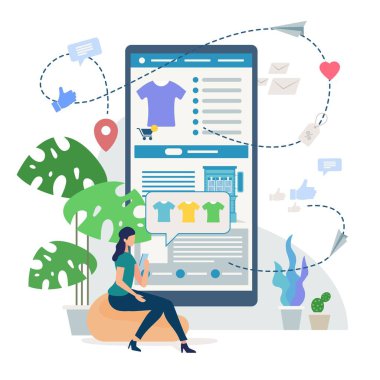 Cep Telefonu Flat Vector Concept ile Online Alışveriş