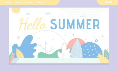 Soyut Tasarımlı Hello Summer Greeting Banner