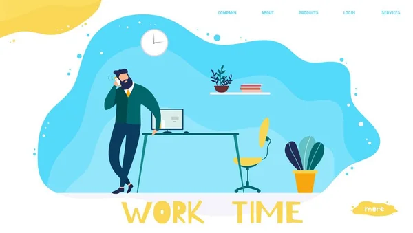 Work Time Management Landing Page for Company — 스톡 벡터