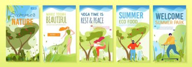 Mobile Stories Summer Set with Cartoon Characters clipart