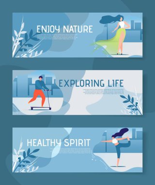 Yaşam Geliştirme Motivasyonel Başlık Afiş Seti