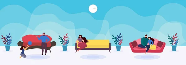 Zone de repos ou salle d'attente pour la famille et les couples — Image vectorielle