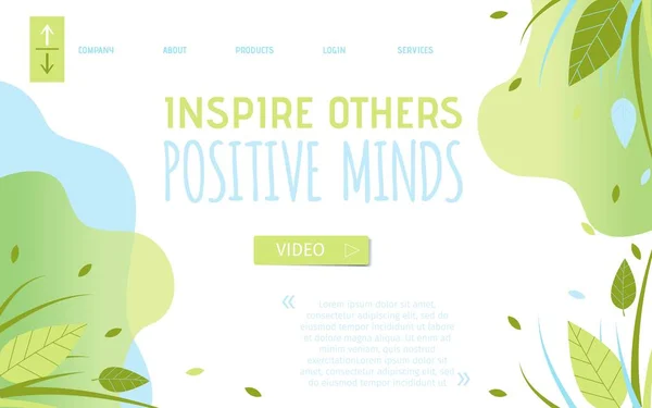 Pozitif Minds İlham ile Açılış Sayfası — Stok Vektör
