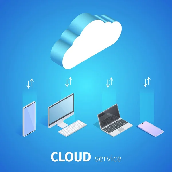 Cloud Service Square Banner. Servicio de base de datos . — Vector de stock