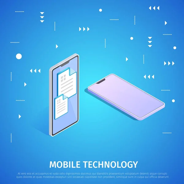 Bannière carrée de technologie mobile avec l'espace de copie . — Image vectorielle