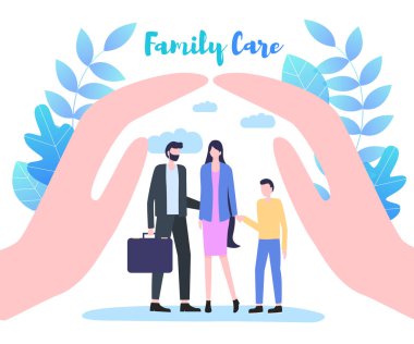 Aile Bakımı İllüstrasyon üzerinde Cupped El Palms