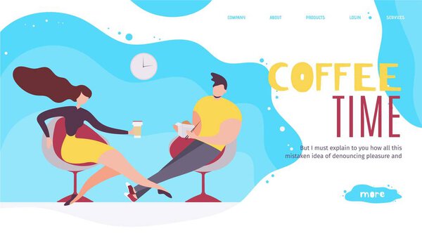 Coffee Time in Office Advertising Landing Page