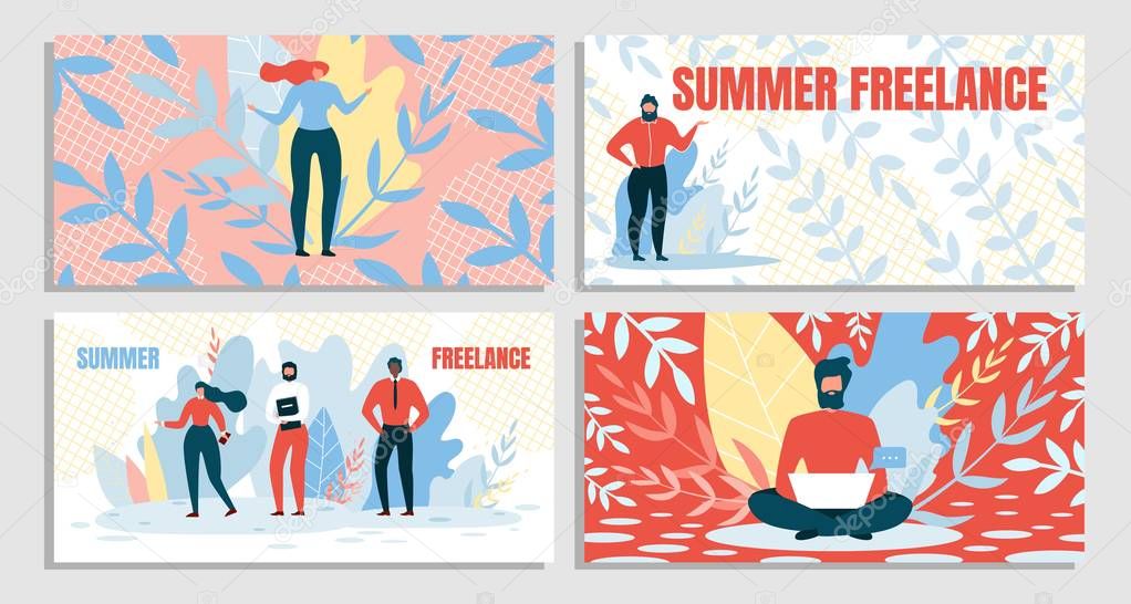 Set Combination Summer and Freelance, Vector.