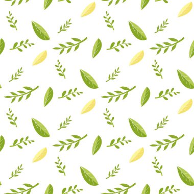 Taze Yeşil Sarı Yapraklı Dikişsiz Desen