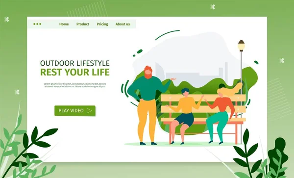 Actividades al aire libre y comunicación Landing Page — Vector de stock