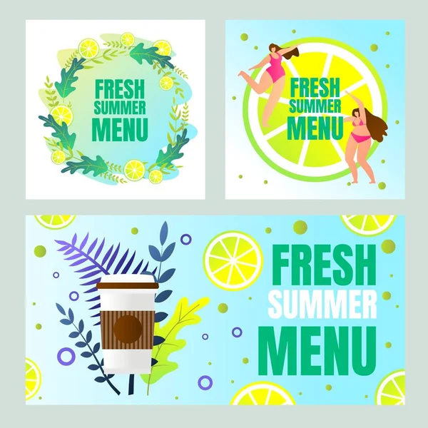 Čerstvé letní menu nápisy nastavené typografií — Stockový vektor