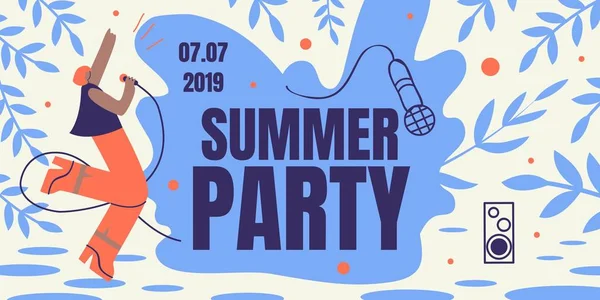 Summer Party horisontella retro färgad banner Flyer — Stock vektor