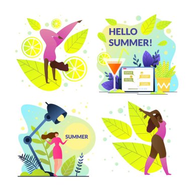 Set Hello Summer Girl İş yerinde ve Tatilde.