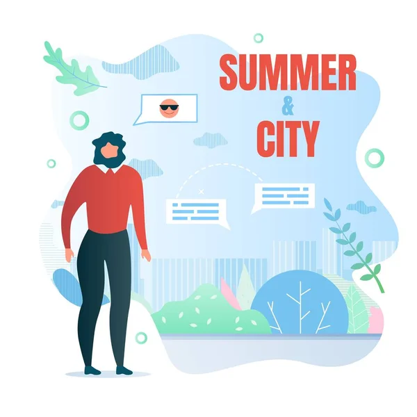 Escrito Summer City, Vacation Vector Illustration . — Vetor de Stock
