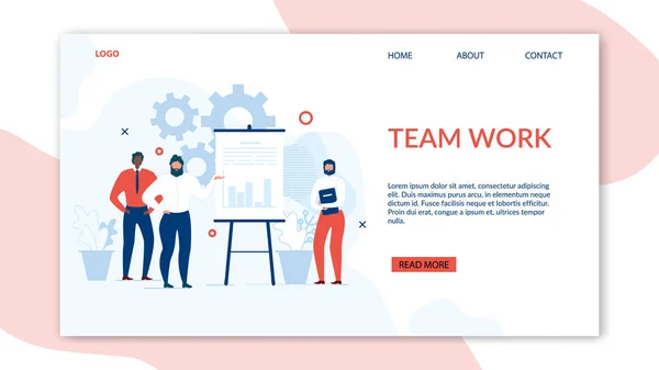 Trabajo en equipo y beneficios de colaboración Landing Page — Vector de stock