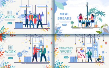 Business Company Flat Vector Web Banners Seti