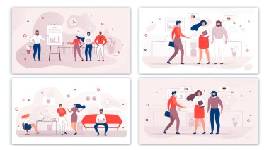 Cartoon Office People Karakter İletişim Seti