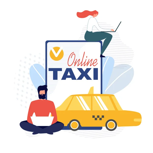 Online Taxi Poster Pubblicità Applicazione mobile — Vettoriale Stock