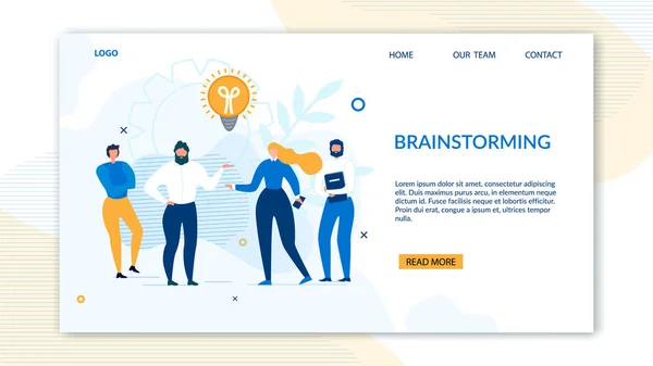 Pagina di destinazione del design del brainstorming per le imprese — Vettoriale Stock