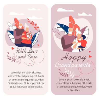 Parlak Afiş Yazılı Mutlu Dedesi Karikatür.