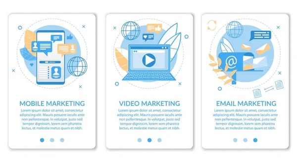 Publicité Bannière Vidéo Email Mobile Marketing . — Image vectorielle