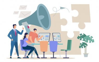 Bilgilendirici Poster Takım Yönetimi Karikatür Düz.