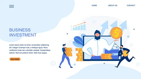 Målsida erbjuder lönsamma företags investeringar — Stock vektor