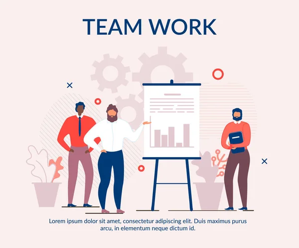 Tekst cartoon banner reclame effectief teamwork — Stockvector