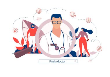 Reklam poster bir doktor daire bul yazılmıştır. 