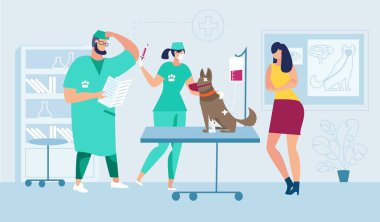 Yaralı Pet düz vektör kavramı için tıbbi yardım