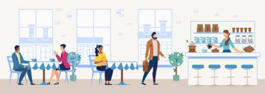 City Cozy restoran veya Cafe düz vektör Iç