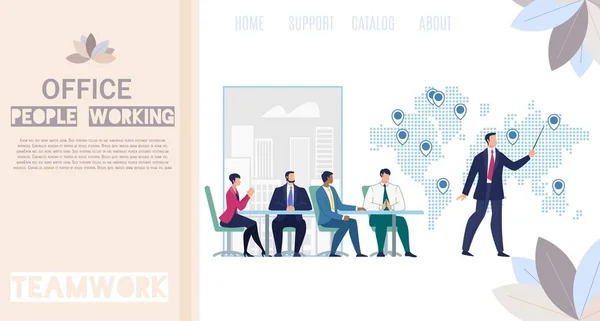 Werkende Office mensen platte vector web banner — Stockvector