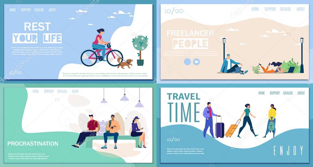 City Life and Travel Vector Websites Templates Set