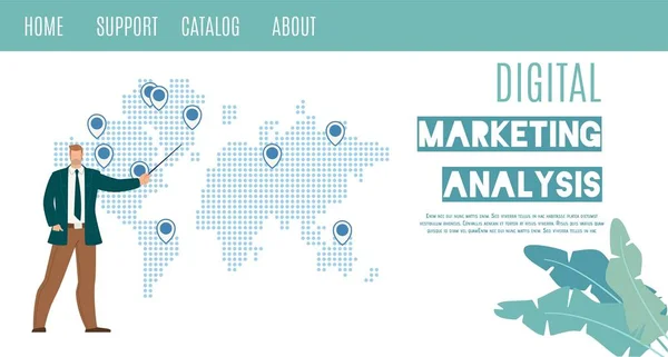 Análise de Marketing Digital Flat Vector Web Banner — Vetor de Stock