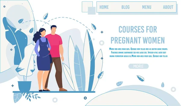 妊婦のためのコースを提供するランディングページ — ストックベクタ