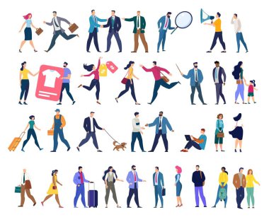 Çeşitli İşadamları Karakterleri Vektör Seti