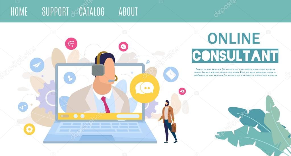 Online Consultant Flat Vector Web Banner Template