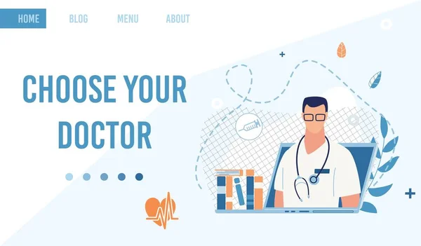 Landing Page bietet Service zur Online-Arztwahl — Stockvektor