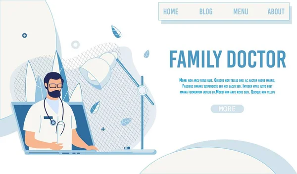 Offre Landing Page Service Médecin de famille en ligne — Image vectorielle